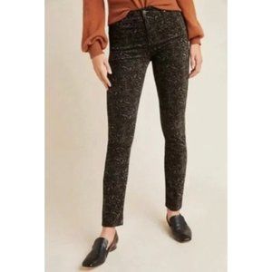 Anthropologie Adriano Goldschmied Gray Stevie Paisley High Rise Velvet Pants 25P
